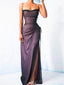 Black Tulle Mermaid Long Evening Prom Dresses, Spaghetti Straps Purple Custom Prom Dresses, MR8298
