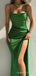 Moss Satin Mermaid Long Evening Prom Dresses, Spaghetti Straps Custom Prom Dresses, MR8302