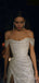 Off Shoulder White A-lin Long Evening Prom Dresses, Custom Side Slit Prom Dress, MR8483