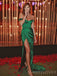 Off Shoulder Emerald Green Mermaid Satin Long Evening Prom Dresses, Custom Prom Dress, MR8501