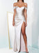 Off Shoulder Mermaid Sweet Heart Satin Long Evening Prom Dresses, Custom Side Slit Prom Dress, MR8517