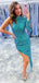 Mermaid Long Sleeves Sequin Halter Long Evening Prom Dresses, Custom Prom Dress, MR8555
