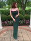 Dark Green Sheath Spaghetti Straps Mermaid Long Evening Prom Dresses, Custom Side Slit Prom Dress, MR8581