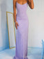 Sheath Lavender Sparkly Mermaid Spaghetti Straps Long Evening Prom Dresses, Custom Prom Dress, MR8610