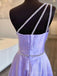 One Shoulder Satin Beaded Long Evening Prom Dresses, Custom A-line Prom Dress, MR8612