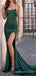 Formal Dark Green Satin Mermaid Spaghett Straps Long Evening Prom Dresses, Custom prom Dress, MR8722