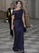 Elegant Navy Blue Sequins Mermaid Sequins Long  Evening Prom Dresses, Custom prom Dress, MR8732