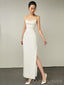 Simple Ivory Mermaid Side Slit Long Evening Prom Dresses, Custom Prom Dress, MR8768