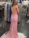 Deep V-neck Sequins Mermaid Spaghetti Straps Long Evening Prom Dresses, Custom Prom Dress, MR8776