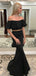 Two Piece Mermaid Black Simple Prom Dresses With Ruffles , PD0542