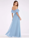 A-line Off-shoulder Floor-length Chiffon Bridesmaid Dresses With Split,  BD0616