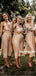 Sheath V-neck Sleeveless Belt Short Bridesmaid Dresses With Split, BD0638