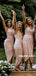Sheath Spaghetti Straps V-neck Short Bridesmaid Dresses With Pleats, BD0639