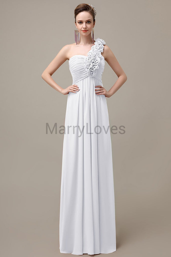 One Shoulder Chiffon Floor Length Bridesmaid Dresses