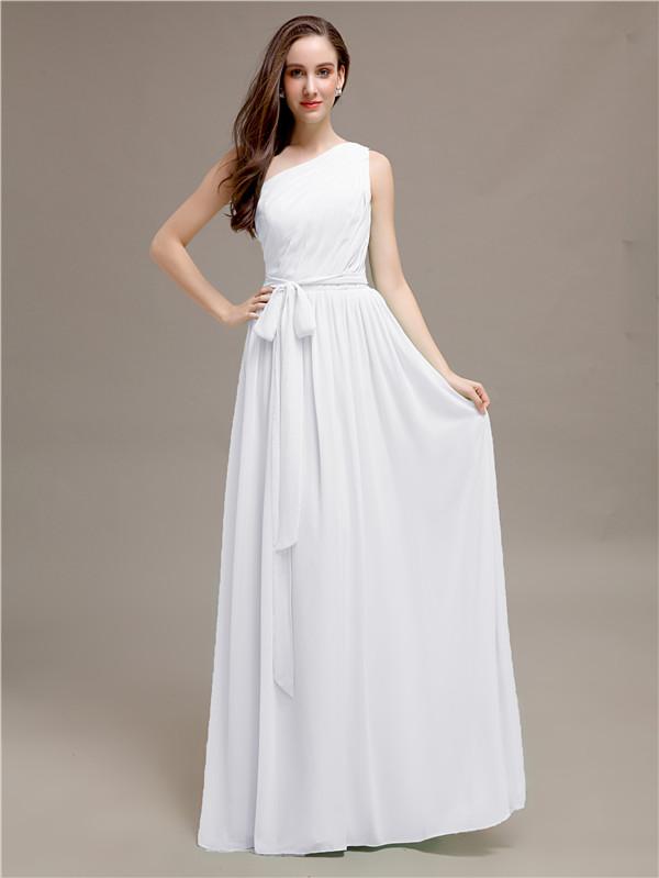 A-line One-shoulder Bridesmaid Dresses With Belt