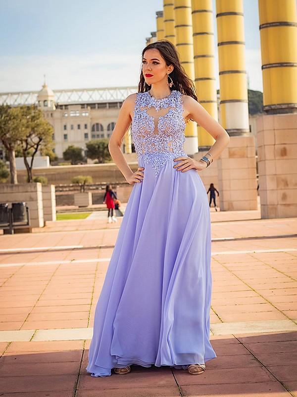 Simple A-line Round Neck Cheap Long Evening Prom Dresses, Prom Dresses, PY033