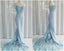 Charming Blue Lace Mermaid Elegant Cheap Long Bridesmaid Dresses, BG51476 - Bubble Gown
