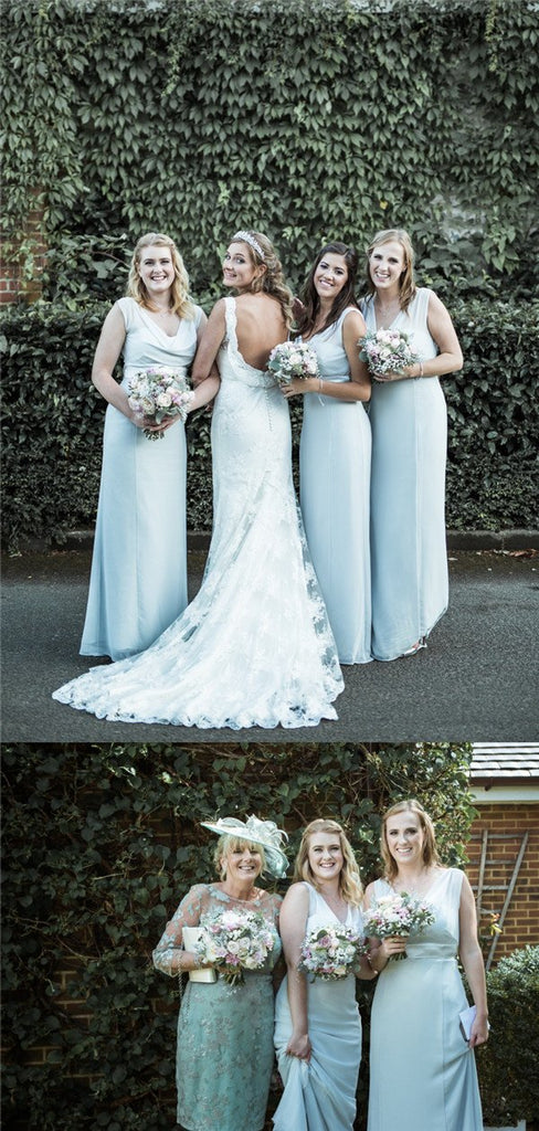 Sheath Floor-length Sleeveless Long Chiffon Zipper Bridesmaid Dresses, BD0609