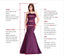 Mermaid Burgundy Satin Spaghetti Straps Appliques Long V-neck Evening Prom Dresses, Cheap Custom Prom Dresses, MR8072
