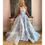 Blue Applique A-line Sleeveless Long Prom Dresses FP1167
