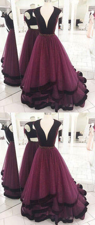 Charming Grape Sexy Open Back Affordable Long Prom Dress, BG51086 - Bubble Gown