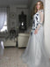 A-line Long Sleeves Applique Evening Party Dresses, Sweet 16 Prom Dresses, PY034