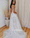 A-line Spaghetti Strap Tulle Long Wedding Dresses, BGH019