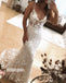 Pretty Flower Prints Spaghetti Strap Lace Long Wedding Dresses, BGH035