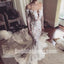 Long Sleeves Seen Through Applique Lace Mermaid Bridal Long Wedding Dresses, BGW011 - Bubble Gown